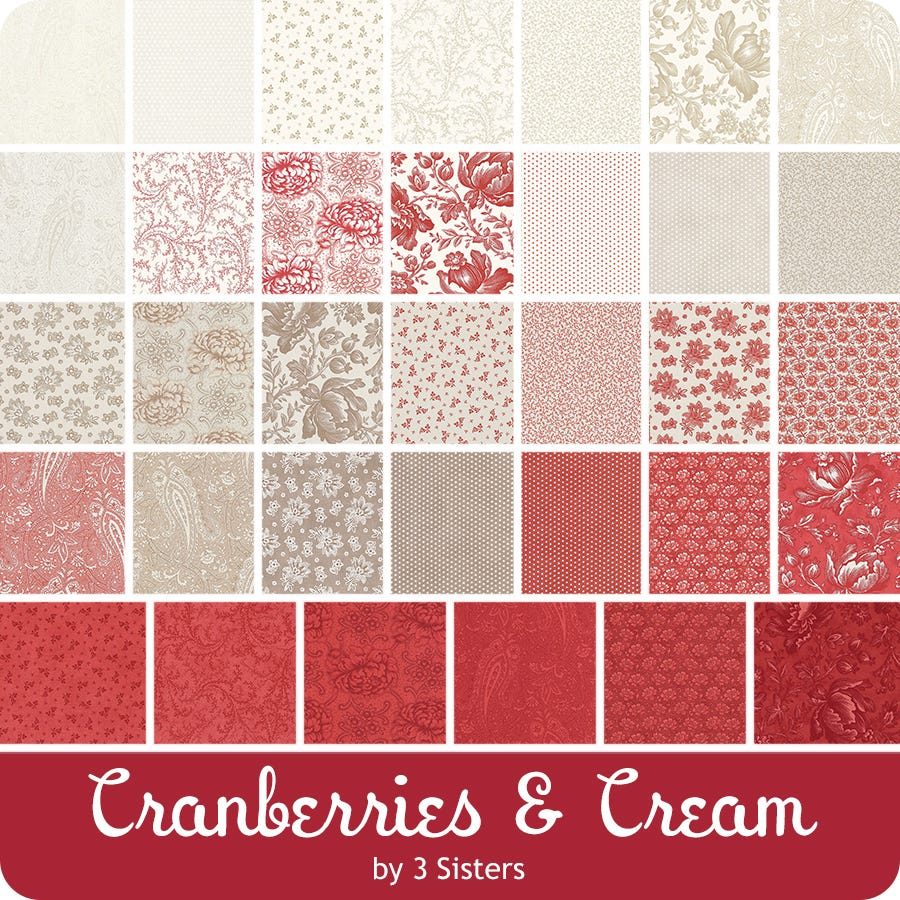 Morgen komen ze binnen! De mooie stofjes van 3 Sisters. De serie heet Cranberries & Cream. Voor wie van rood houdt zijn ze onweerstaanbaar. Ze zijn al te bestellen in onze webshop (klik)