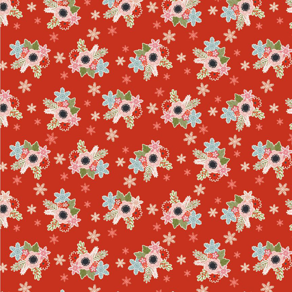 Poppie Cotton Snuggle Up Buttercup Flowers in Snow Red SB21605