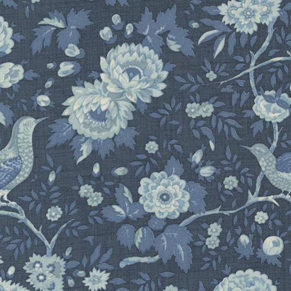 Moda French General Bleu de France Indigo Valliere Florals Bird 13930 18