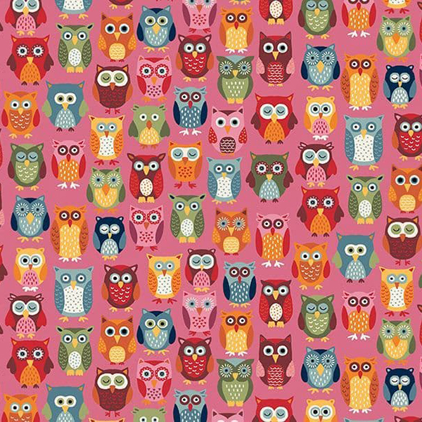 Makower Autumn Days Owls Pink 2594 P