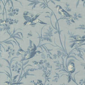 Moda French General Antoinette Ciel Blue 13950 14 Aviary de Trianon Florals Birds Butterflies