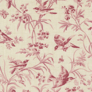Moda French General Antoinette Pearl Faded Red 13950 11 Aviary de Trianon Florals Birds Butterflies