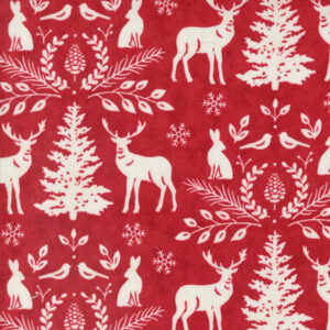 Moda Deb Strain Woodland Winter Cardinal Red 56092 13 Damask Animals