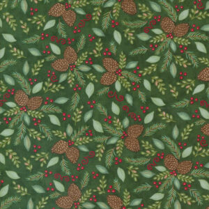 Moda Deb Strain Woodland Winter Pine Green 56094 14 Pinecones Foliage Blenders