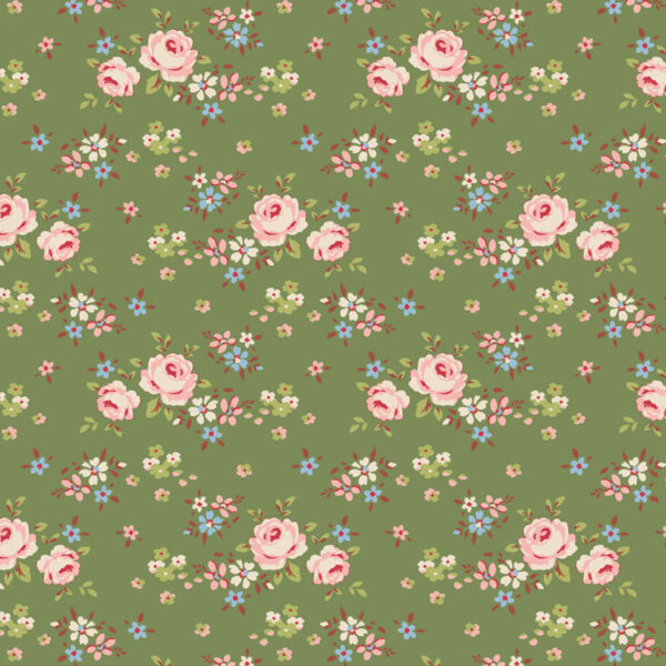 Tilda Fabrics Creating Memories Winter Reds and Greens 130151 Gracie Green