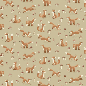 Makower Andover Hello Autumn 098 Q Fox Tales Cream Stof om te Quilten