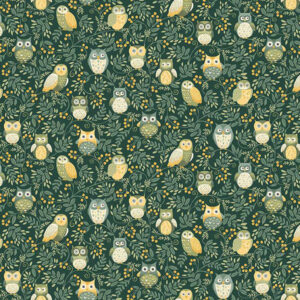 Makower Andover Hello Autumn 099 G Twillight Owls Green