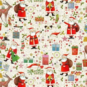 Makower Jolly Merry Magic Cream 118 Q Stof om te Quilten