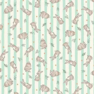 Makower Little Ones Bunnies Teal 191 T Stof om te Quilten