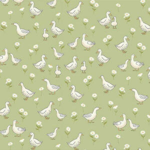 Makower Little Ones Ducks Green 190 G Stof om te Quilten