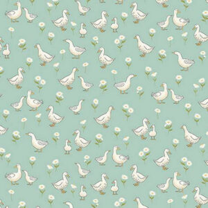 Makower Little Ones Ducks Teal 190 T Stof om te Quilten