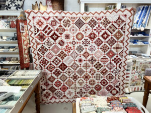 Dit is toch echt een record!!! Cora begon op 4 juli 2025 aan deze Nearly Insane Quilt. En vandaag kwam ze een backing uitzoeken omdat hij klaar is. En dat terwijl Cora gewoon een baan heeft. Is er iemand die deze quilt nog sneller gemaakt heeft? Dank je wel Cora dat deze beauty op de foto mocht. Wat een plaatje....