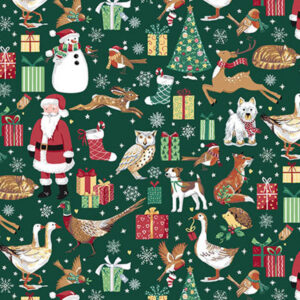 Makower Country Christmas Friends Green 230 G Stof om te Quilten