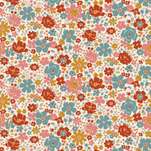 100681 Tilda Village Life Esther Warm Cream Red Stof om te Quilten